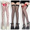 JK Weiße Hohe Kniestrümpfe Love Herz Druck Strümpfe Mode Sexy Lolita Elastische Socke Mädchen Rot Schmetterlingsknoten Lange Strümpfe