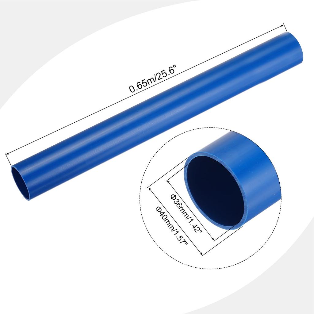 Uxcell Hart-PVC-Rundrohr, 36 mm Innendurchmesser x 40 mm Außendurchmesser, 650 mm, Blau, für Wasserleitungen, Bastelarbeiten und Kabelschläuche