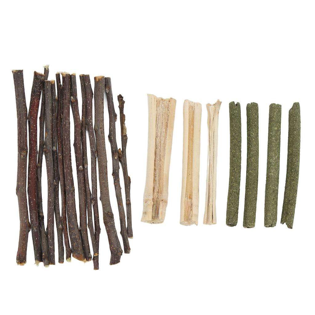 Hamster Chew Toy Set Safe Non Toxic Apple Branch Grass Stick Sweet Bamboo Mixed Molar Sticks