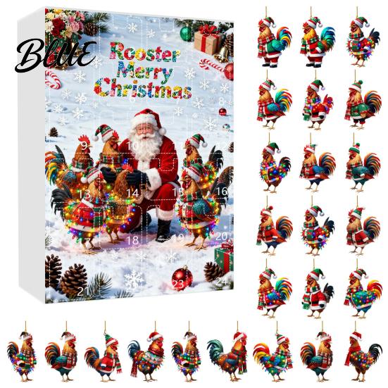 Children Christmas Calendar Windows Holiday Box Multifunctional 24-Day Countdown Chicken Advent with Easy-Open Decoration Family