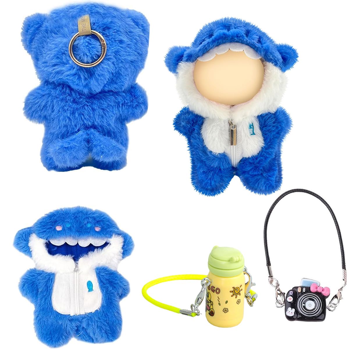 

[FTADI] 15-17cm Plush Doll Clothes - Cute Fashion Style Change Set for 15-17cm Dolls, Doll Toy Change Clothes, Doll Camera and Water Bottle Set (Doll