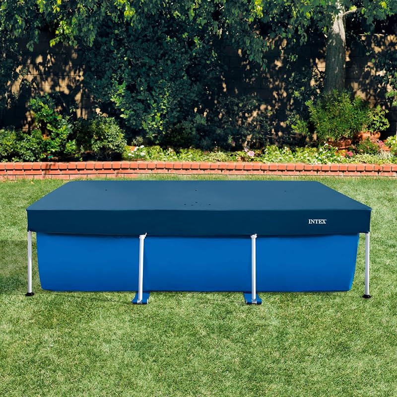 INTEX Rectangular Frame Pool Cover 28036 (for 260 x 160 cm pools) Rectangular, Debris Repellent, Water Stain Prevention, 2.6m Size