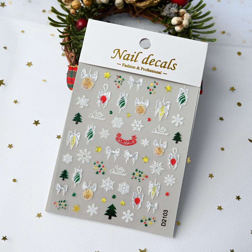1/3/5pcs New Cartoon Christmas DIY Nail Art Decorations Manicure Nail Decals Fake Nails Self-Adhesive Sticker Accesories