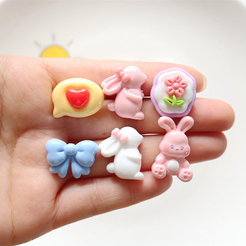 10 Pcs New Mini Cute Cartoon Butterfly Junction Rabbit Resin Scrapbook Diy Jewellery Hairpin Accessories Decorate Craft A80