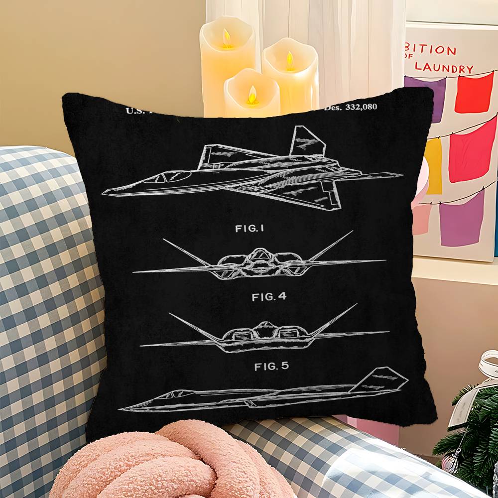 Aircraft Patent Personalized Pillow Cover Kids Bedroom Wild Party Decor Pillowcase Kid Birthday Shower Gift