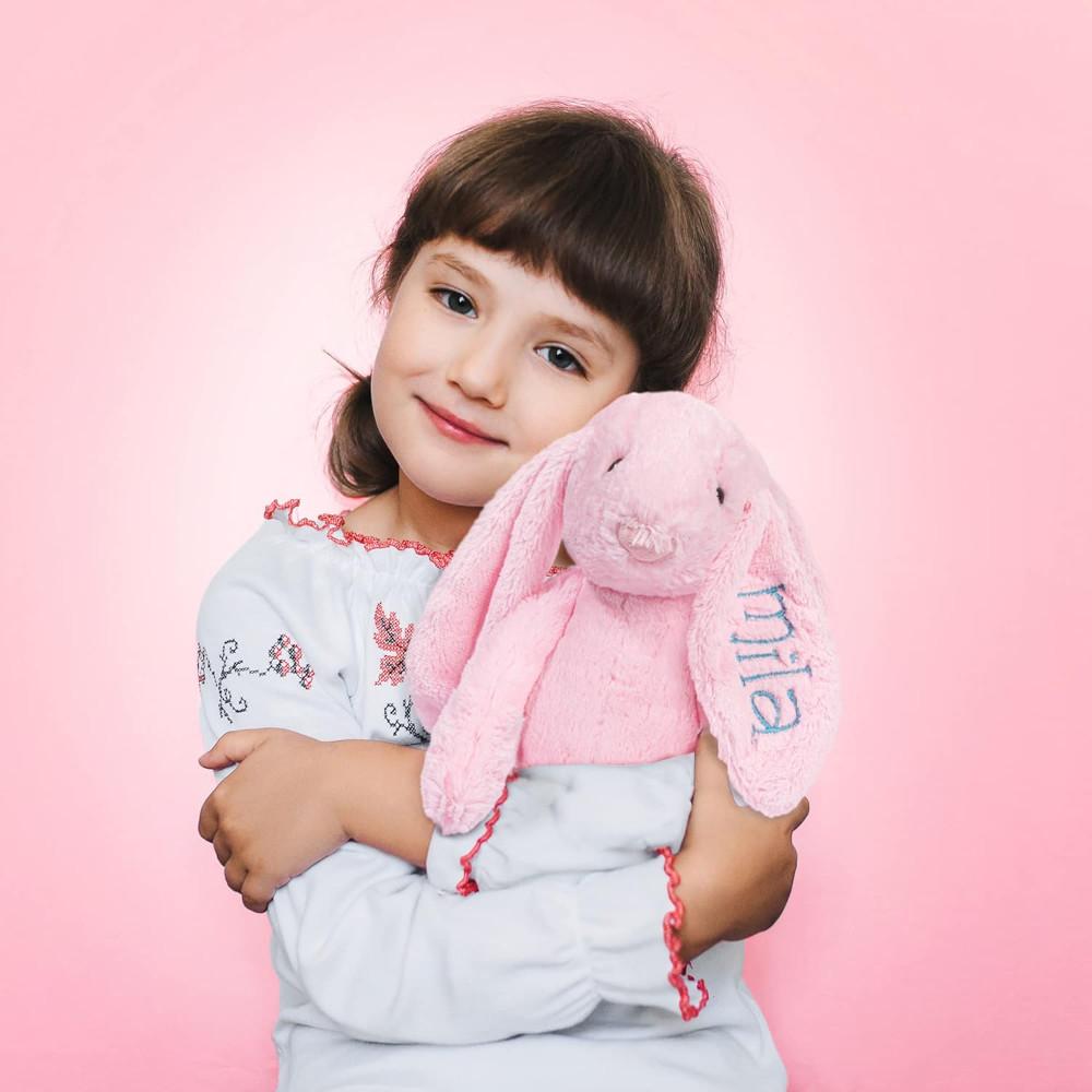 Conejo de Peluche Super Suave Personalizado, Regalo Personalizado con Nombre Bordado en la Oreja para Pascua, Regalo para Baby Shower, Regalos de Cumpleaños Lindos