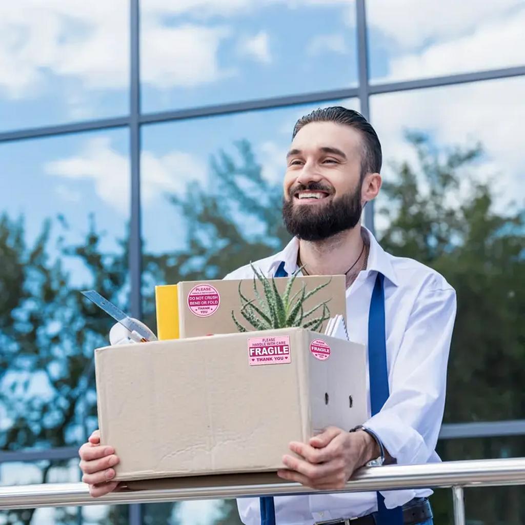 Fragile Handle with Care Stickers for Mailing Envelope Carton Tray - No Folding Adhesive Labels