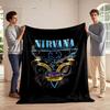 Nirvana Band Logo with Instruments Design Flannel Blanket for Bedroom, Living Room, Sofa, and Nap Sofas.