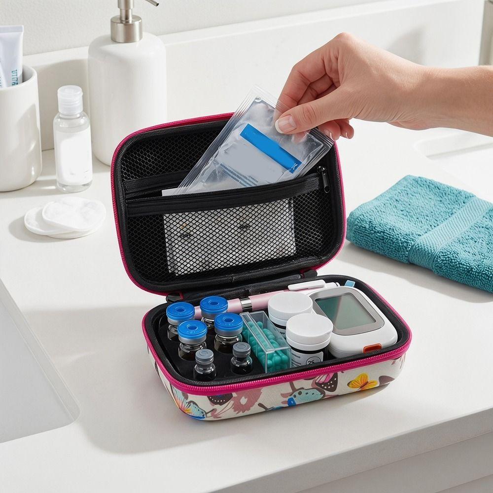 EVA Glucose Meter Storage Box Large Capacity Thickened Insulin Vial Protector Shockproof Dust-proof Insulin Organizer Diabetics