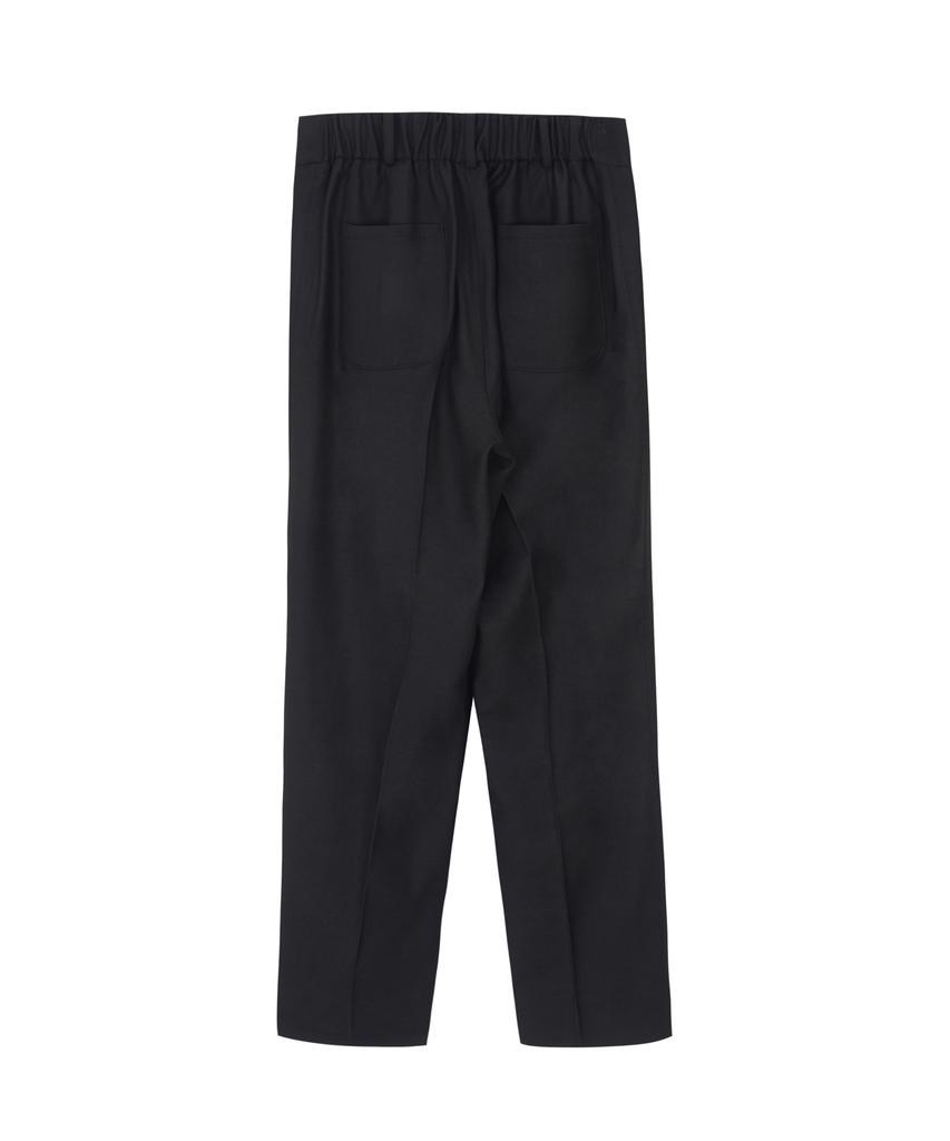 SEOKEY Black Setup Semi-Wide Wool Pants (Unisex)