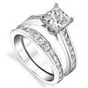 CAOSHI Classics Silver Color 2Pcs/Set Rings for Women Temperament Square Cubic Zirconia Jewelry Accessories for Wedding Party