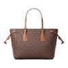 Borsa Tote in Tela Rivestita con Logo Voyager Borsa da Shopping Borsa a Mano Mini da Donna Marrone