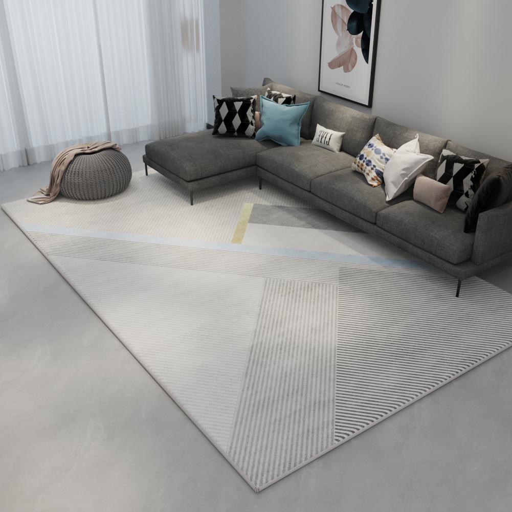 Nordic Non-Slip Gray Carpet: Versatile Light Luxury Rug for Living Room, Bedroom, or Bedside Use.