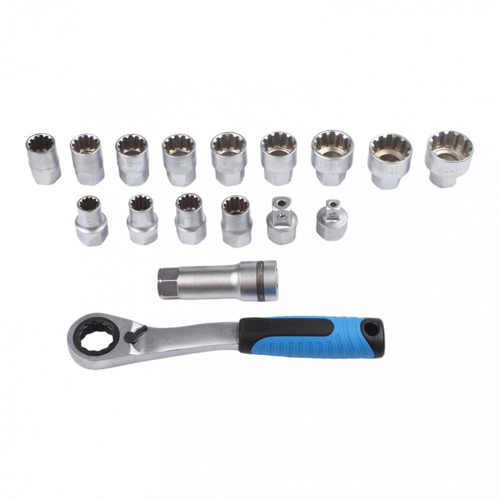 17-Piece Wrench Set Pass-Through Socket Set Enhanced Work Efficiency