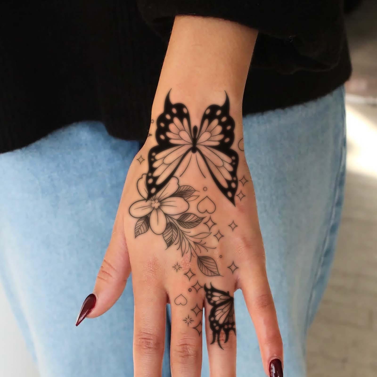 Glow Makeup Unisex Simple Butterfly, Flower, Love Tattoo Sticker, Waterproof And Long-Lasting Disposable Temporary Tattoo Sticker For Men And Women