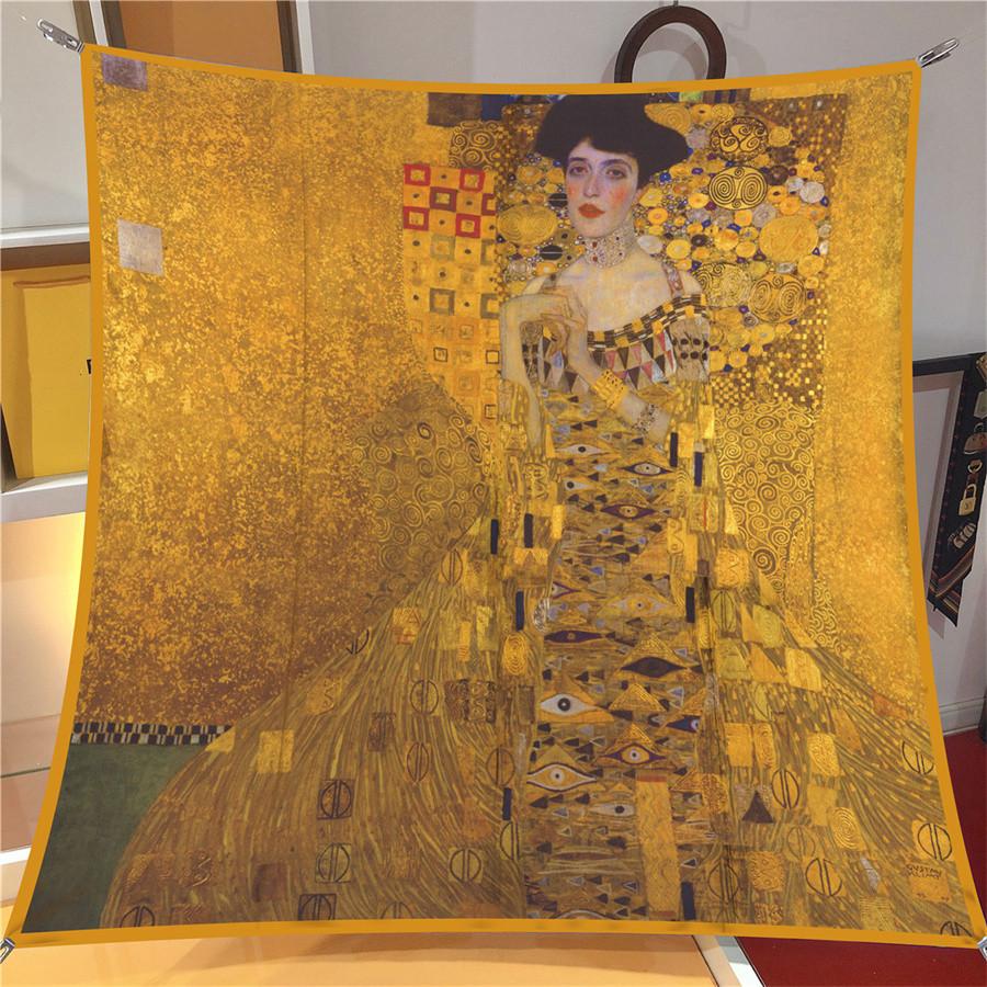 

New Design Shawl Madame Adele Printed Silk Scarf Square Scarves Lady Wraps Kerchief Woman Neck Shawl Wraps Echarpes Hijabs 90Cm 90CM x 90CM
