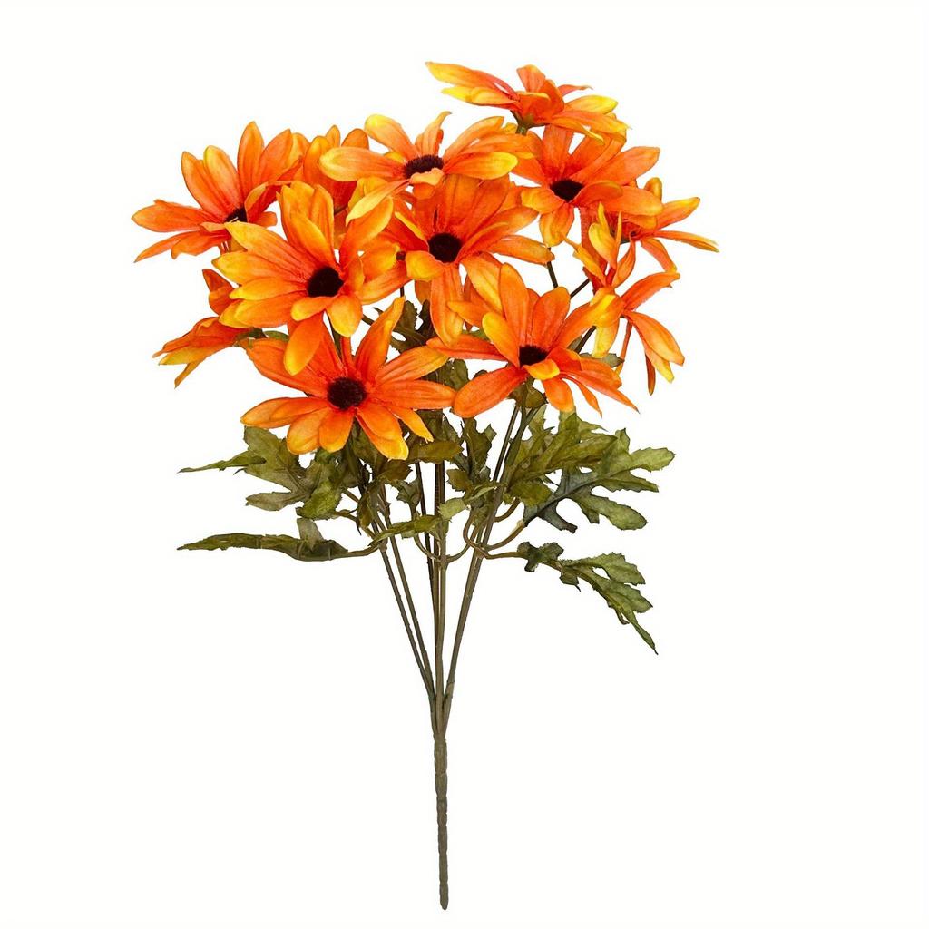 1Pc Simulation Autumn Daisy 14 Heads Chamomile Bouquet, for Outdoor Patio Garden Wedding Reception Background Decoration, Flower Decoration Wall Home