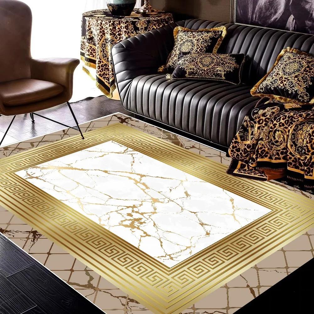 Teppiche mit goldener Marmorstruktur für Heim-, Wohnzimmerdekoration, Schlafzimmer, Ankleidezimmerteppich, rutschfest, großflächiger Teppich, Sofabodenmatte