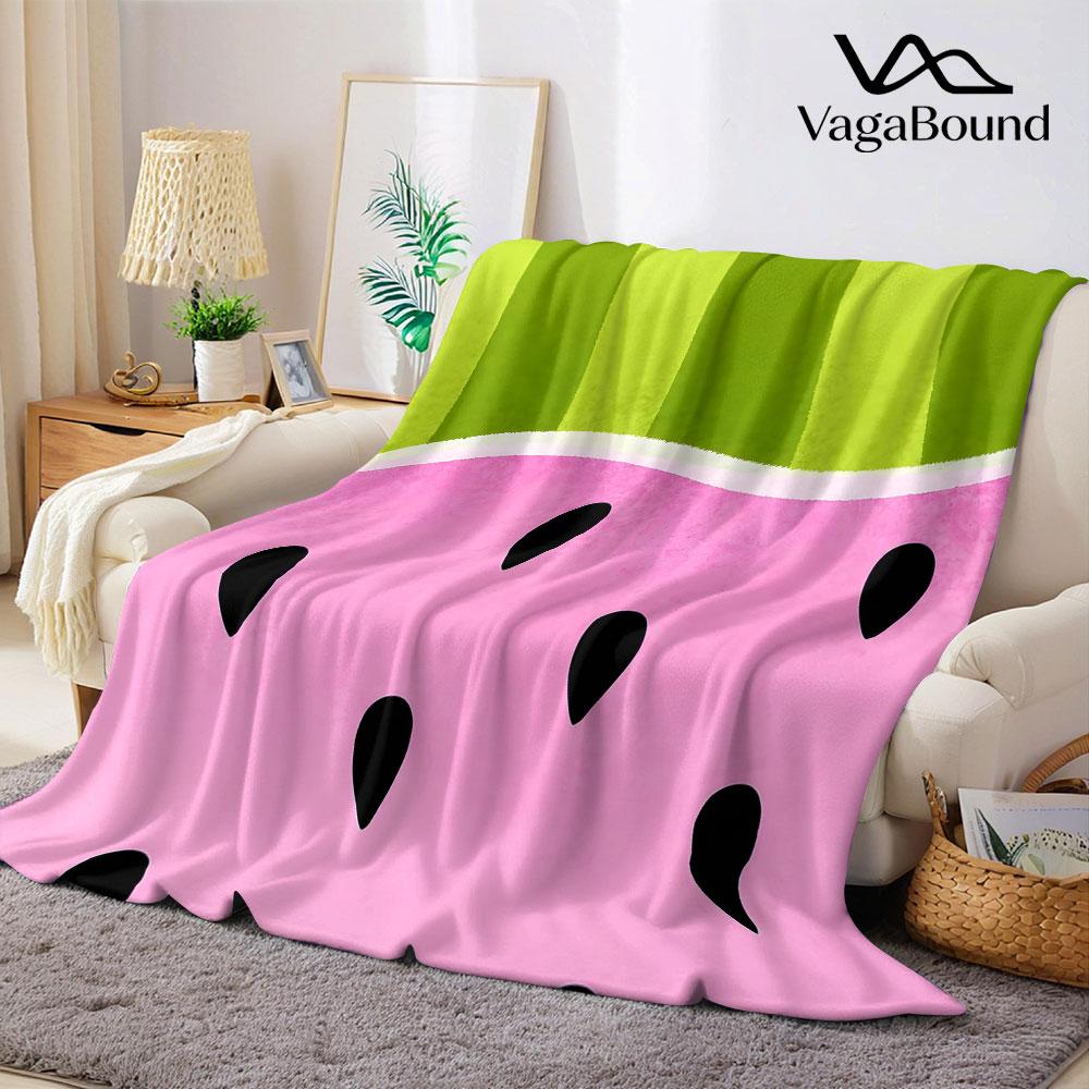Watermelon Slice Flannel Blanket Warm Soft Halloween Christmas Decorative Couch Warm Cozy All-Season Gift