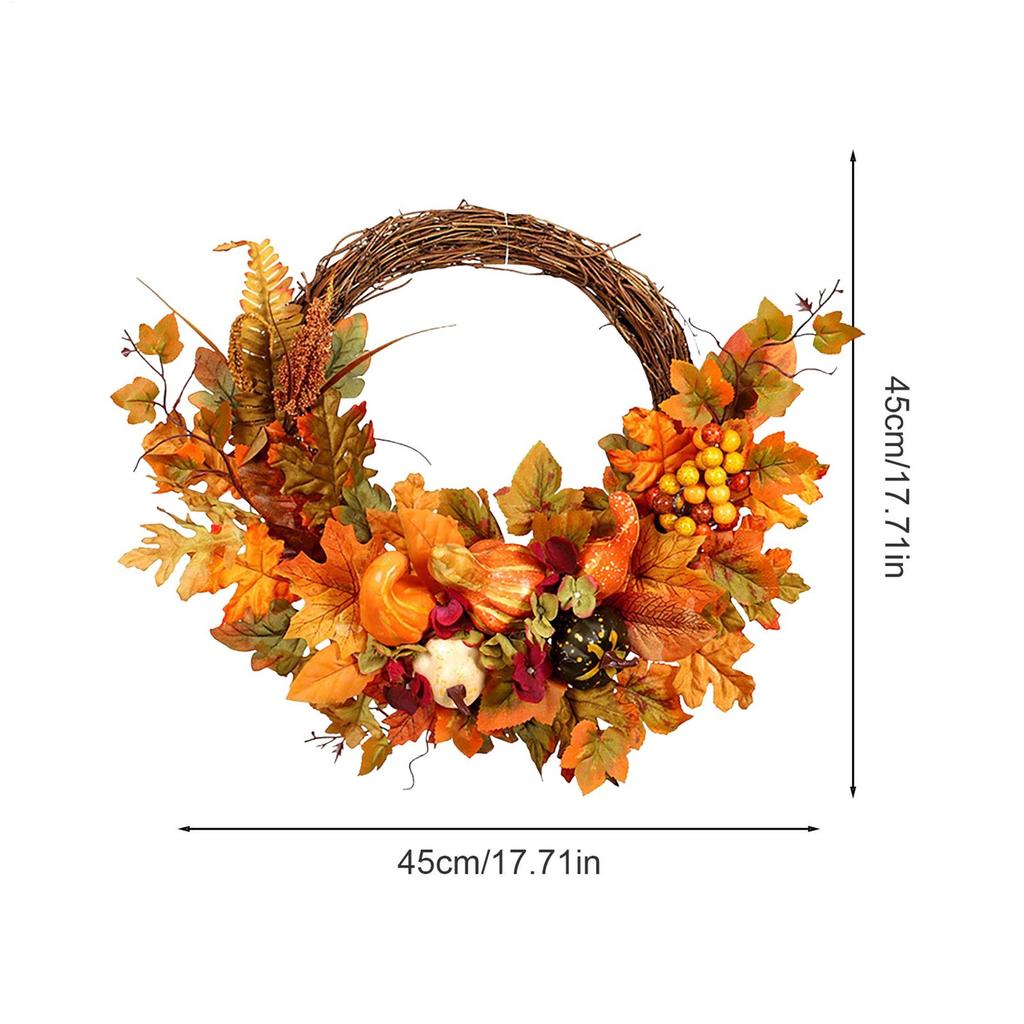 Fall Wreath Maple Leaves Pumpkin Thanksgiving Wreath Fall Decor Artificial Party Decorations For Indoor Outdoor Living Room