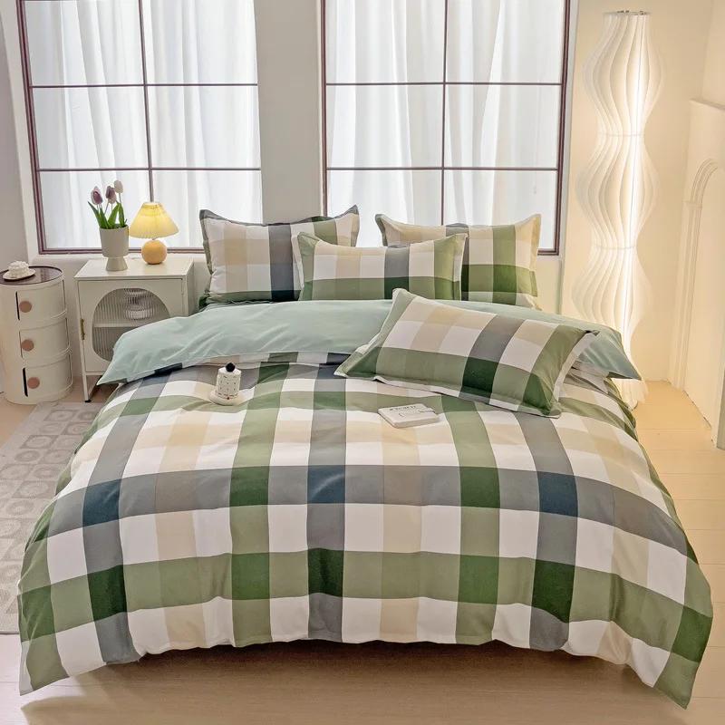 Ins Style Korean Bedding Set Breathable 3/4pcs Bed Sheets Set Quilt Covers Solid Duvet Covers for Home School Fundas Nórdicas