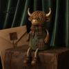 Decorative Figurine for Mantle Christmas Highland Cow Figurine Cute Ornament with Retro Plaid Clothing Farmhouse Holiday Tabletop Shelf And