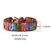 HX6F Multicolor Bracelet Jewelry Handmade Multi Natural Stone Tube Beads Leather Wrap Bracelet Couples Bracelets for Adult