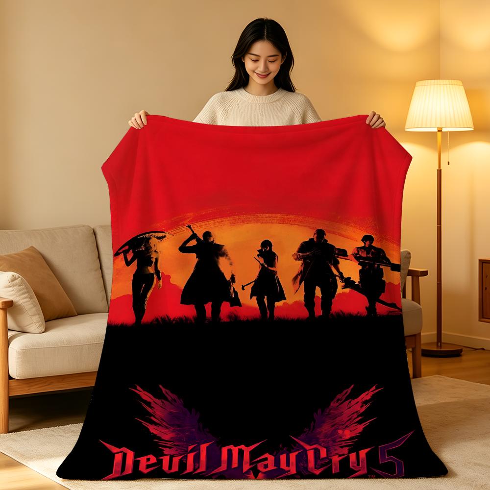 Game D-Devil M-May C-Cry Throw High-Density Short Plush Blanket Soft Skin-Friendly for Sofa Nap Air-Conditioned Room