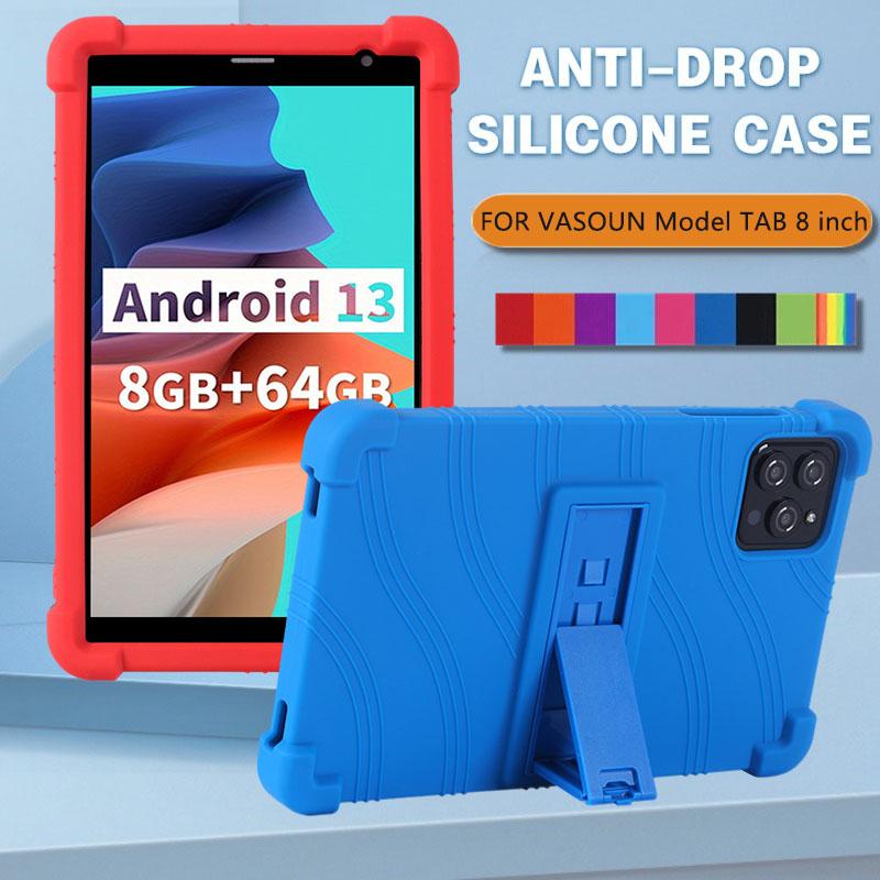 

Для VASOUN Model TAB 8 дюймов Kickstand Coat противоударный чехол для планшета мягкий силиконовый чехол-подставка защитная оболочка красный