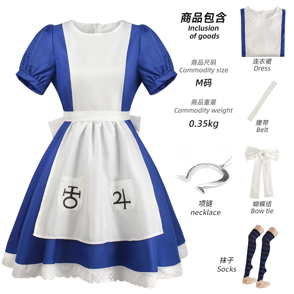 Anime Alice Princess Dress Maid Apron Dress Game Madness Returns Alice Cosplay Costume For Women Girls Halloween Party