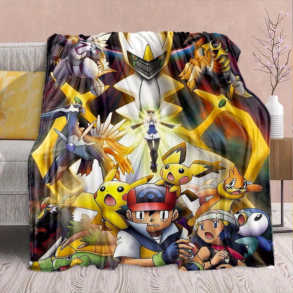 Pokémon Anime Flannel Blanket - Soft Warm Perfect for Sofa, Bedding Camping Travel Office Home Decor -QJY