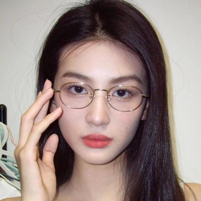New Neutral Style Ultra-light and Fashionable Oval Frame Glasses Without Lenses Elegant and Luxurious Women's Glasses Frame