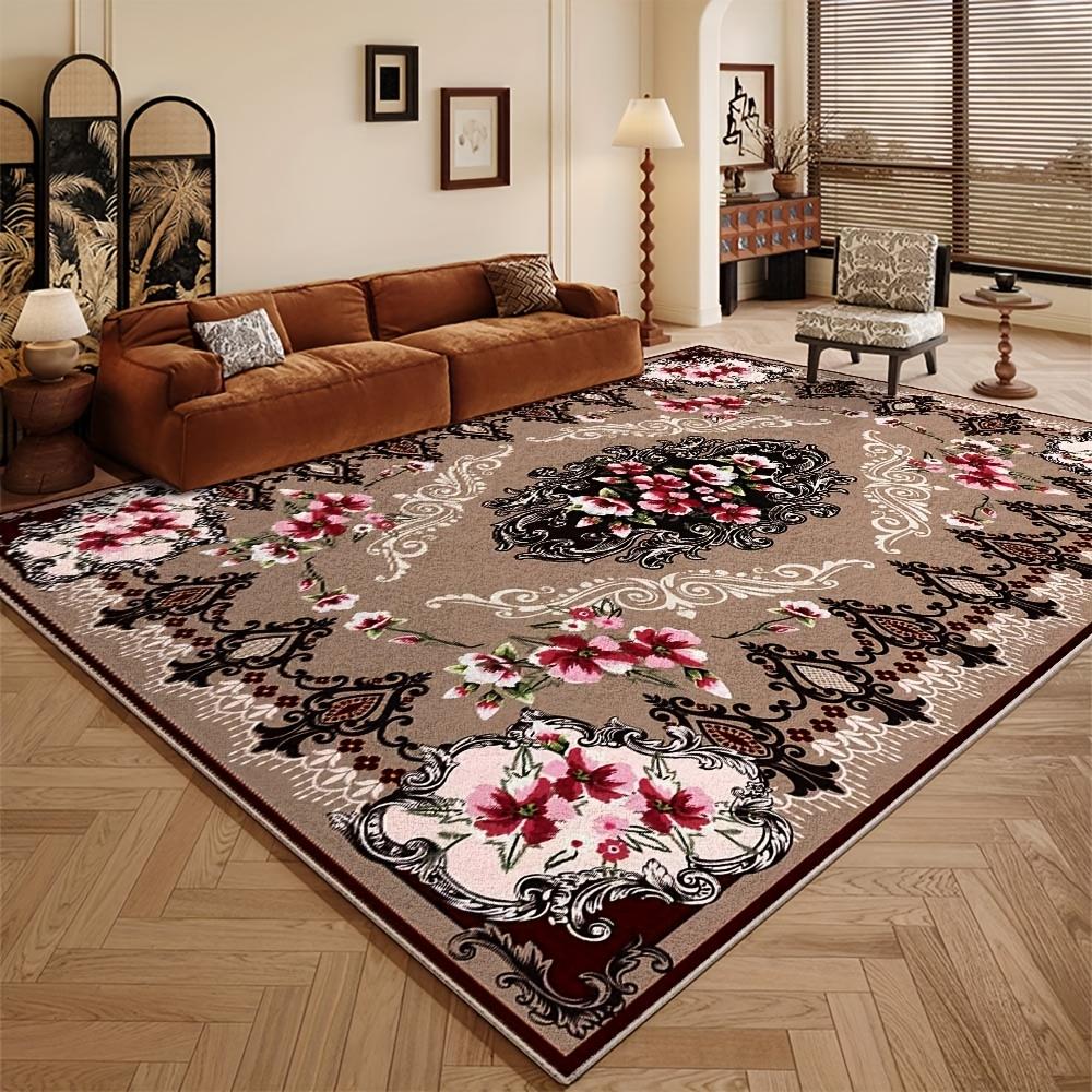 

Velvet Mat with Floral Design, Washable Modern Fluffy Thickened Durable Non-Slip Soft Floor Mat for Bedroom Living Room Indoor 1pc Flannel 40x60cm