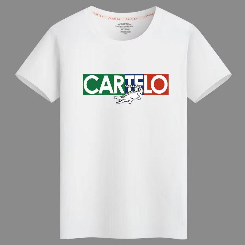 

CARTELO новая летняя хлопковая мужская и женская футболка с круглым вырезом с принтом, мужская футболка с коротким рукавом, однотонная