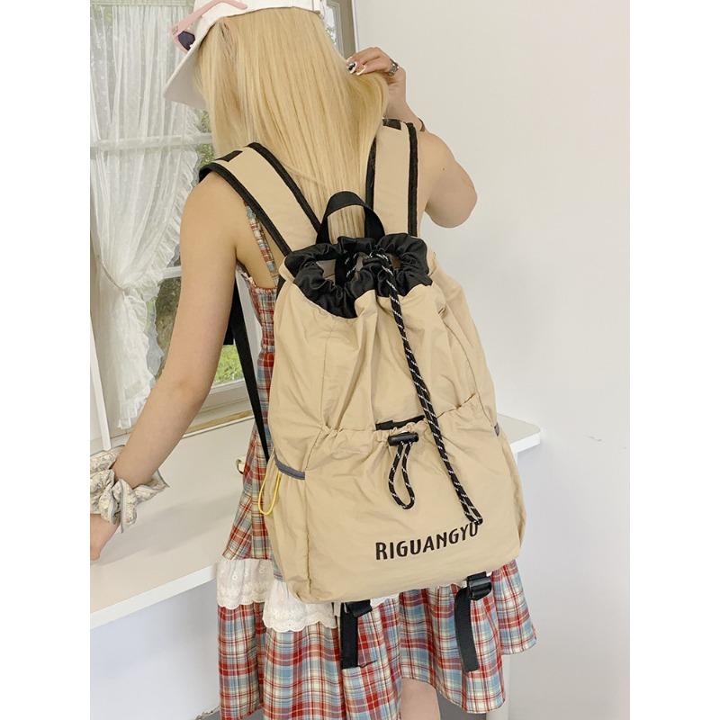 New schoolbag riding lightweight college student travel backpack men's and women's backpack drawstring mountaineering