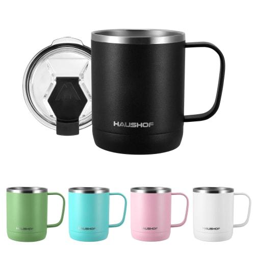 HAUSHOF Stainless Steel Mug, Vacuum Insulated Coffee Cup with Lid, 300ml Capacity, Double Walled, Keeps Hot or Cold, Portable Tumbler, Convenience Sto