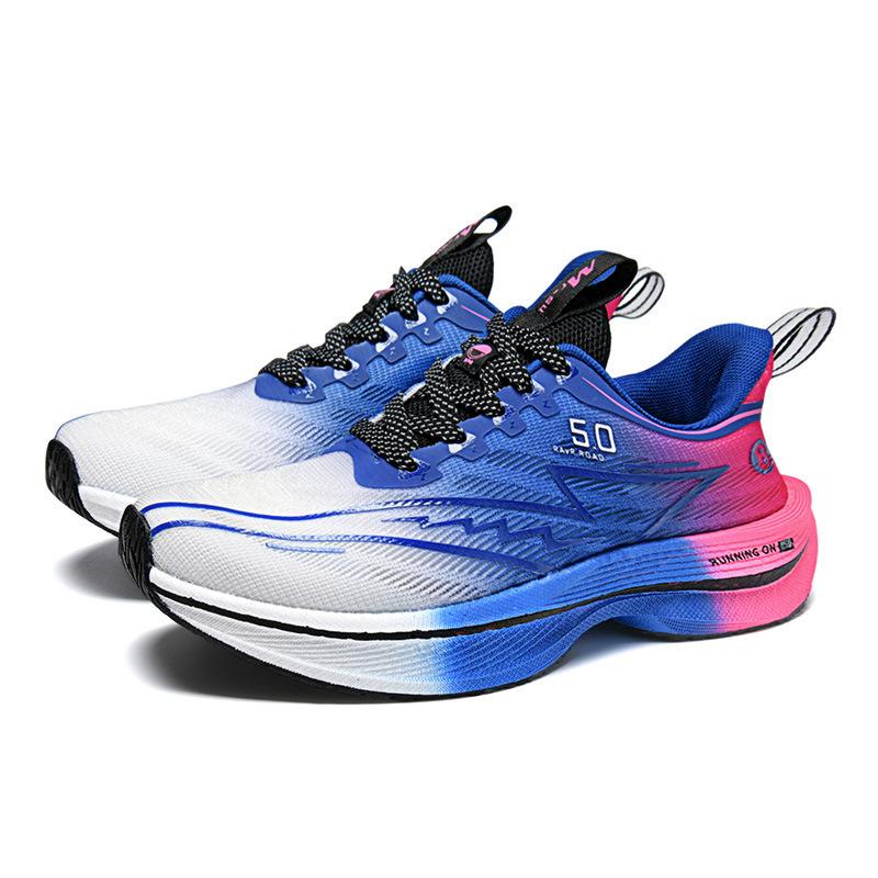 

Double mesh thickened sports shoes carbon plate summer running shoes professional racing students breathable shock absorption ultra-light men s couple 35