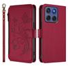 For Motorola Edge 60 5G/Motorola Edge (2025) 5G Leather Case Butterfly Floral Imprint Zipper Wallet Stand Cover with Wrist Strap
