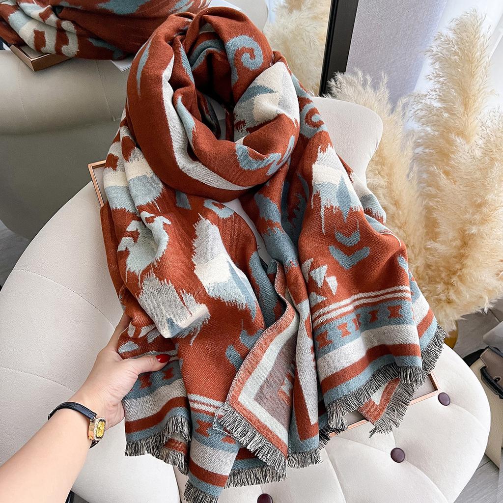 Women  National Style Scarf Luxury Autumn Winter Warm Shawls Print Scarve Pashmina Mujer Femme Foulard Bufanda