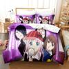 Kaguya Sama Love Is War Bettwäsche-Set 3-teilig Kaguya und Miyuki Herzform Roter Hintergrund Anime-Print Bettbezug Alle Größen