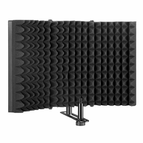 AGPTEK Microphone Soundproofing, Sound-Absorbing Shield, Microphone Isolation Shield, Foldable, Tri-Fold, Studio Microphone Sound-Absorbing Foam, Refl