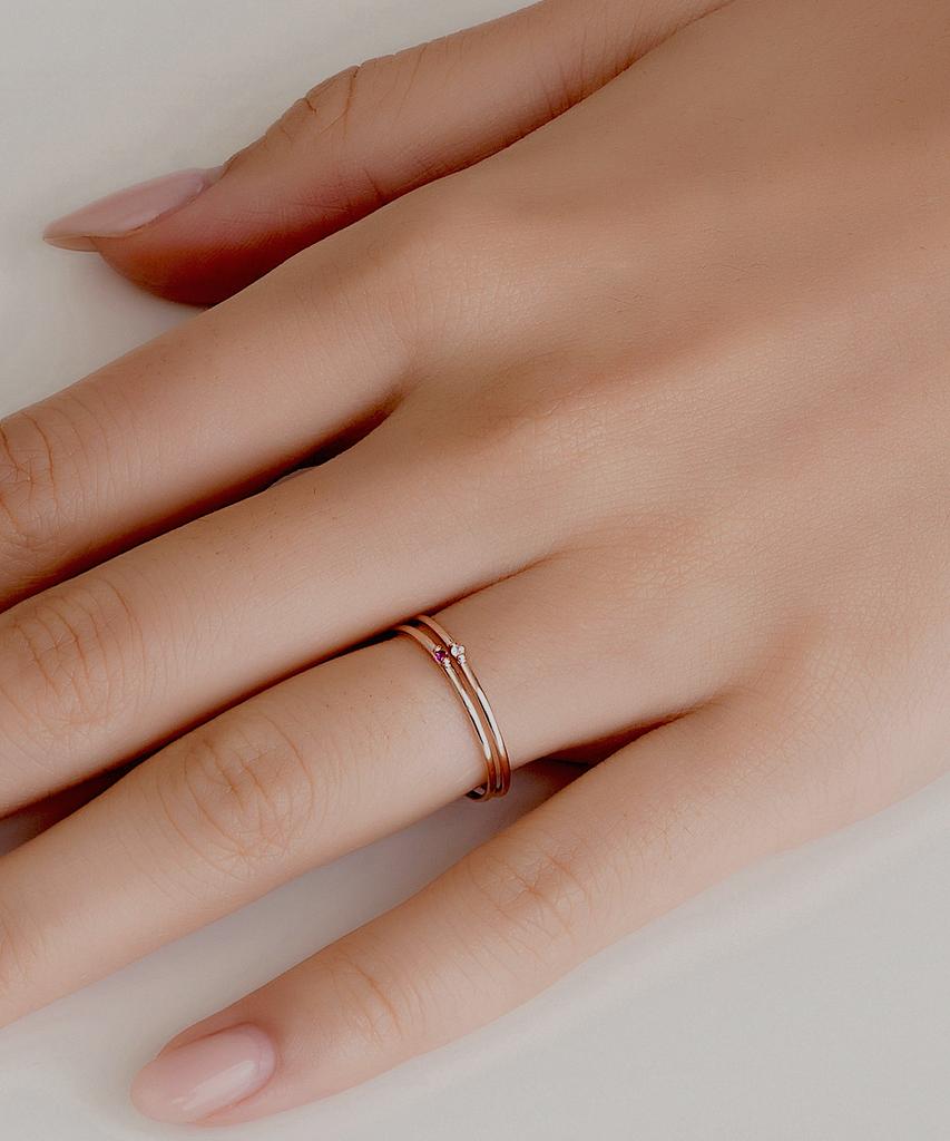 Helene Jewelry 14K Tiny Cubic Miss Ring (Type A)