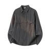 Striped Shirt Men's Long Sleeved Lapel Workwear Shirt Jacket