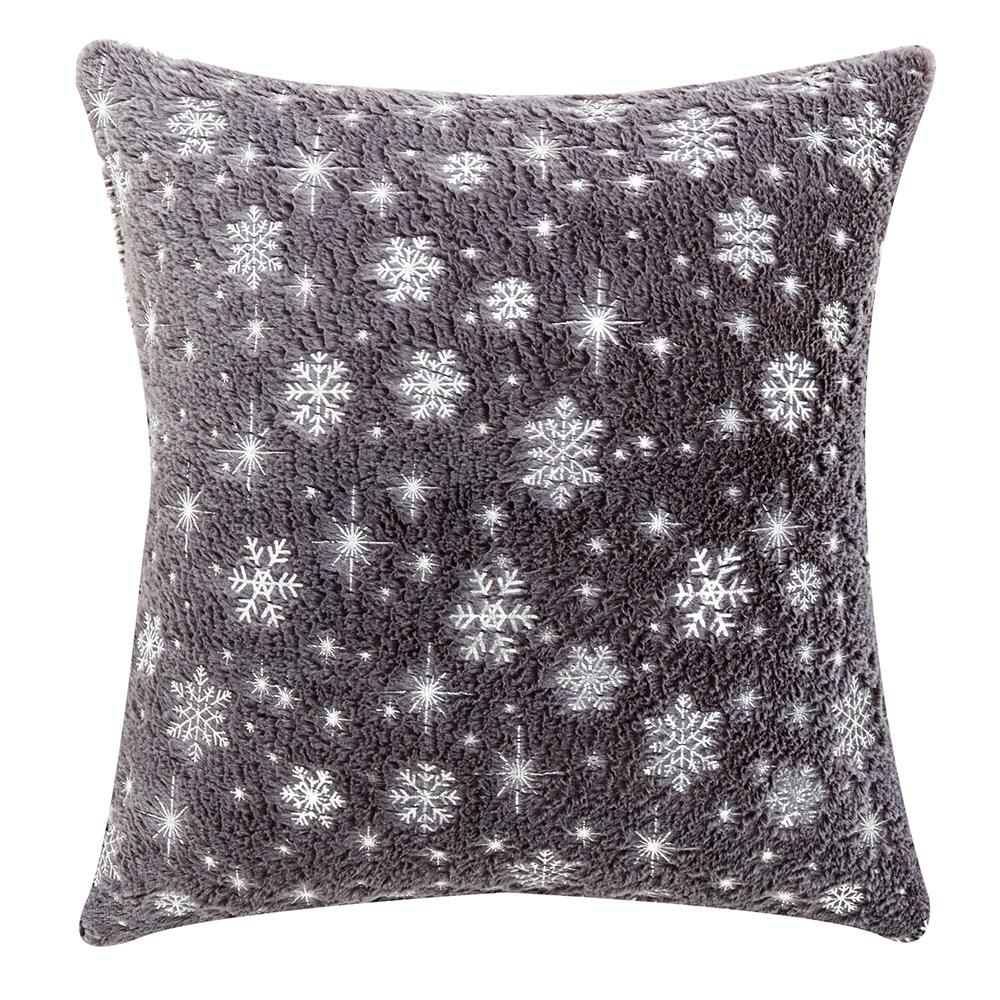 1pcs Luxury Christmas Cushion Pillow Covers Silver Snowflake Print Soft Plush Decorative Pillowcase for Home Sofa Holiday Decor