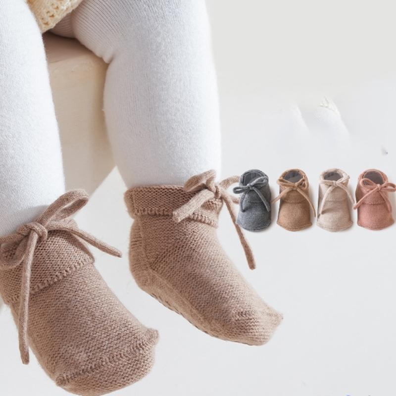 Anti Slip Infant Socks Elastic Ankle Grip Solid Color Comfortable Polyester Mix for Crawling Baby Floor Socks