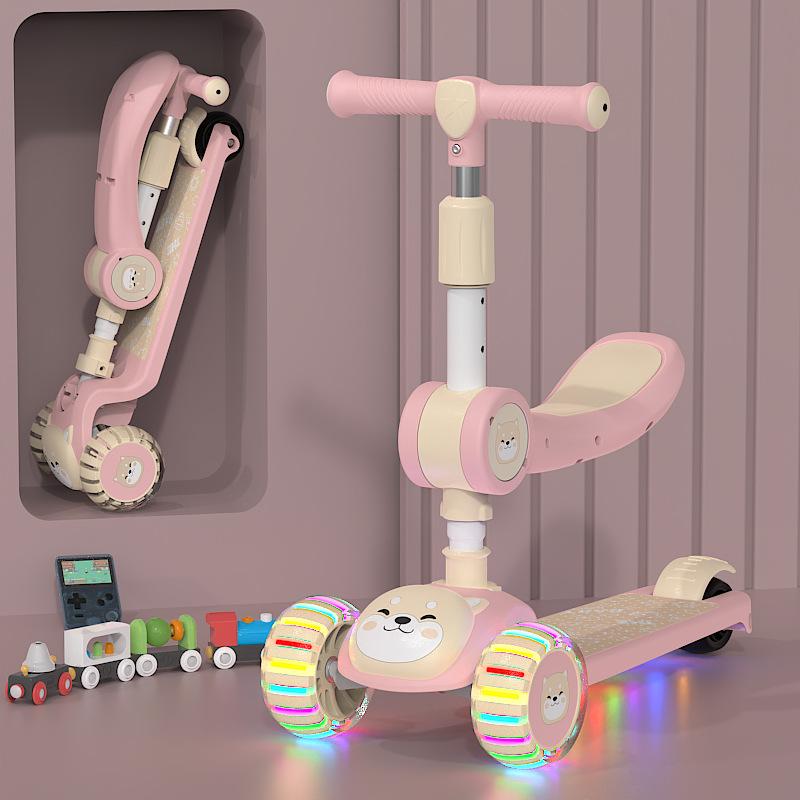 Hulajnoga dziecięca, Hulajnoga składana ślizgowa trzy w jednym dla chłopców i dziewczynek