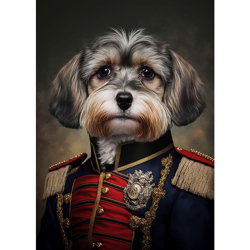 

Плакаты на холсте Собака в военной форме Классическая декоративная гостиная Друзья Подарки Модульная картина Высококачественное искусство Подвеска 21cm×30cm NoFrame