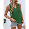 Summer New Women's V-neck Button-down Sleeveless Vest Solid Color Loose Casual T-shirt Top