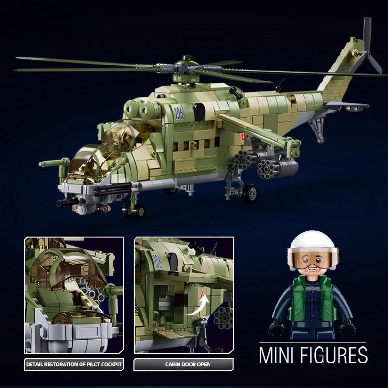 893PCS MI-24S Bewaffneter Transporthubschrauber Bausteine Militär Armee Waffe Kreative Soldatenfigur Puppen Steine Spielzeug für Kinder ohne Karton