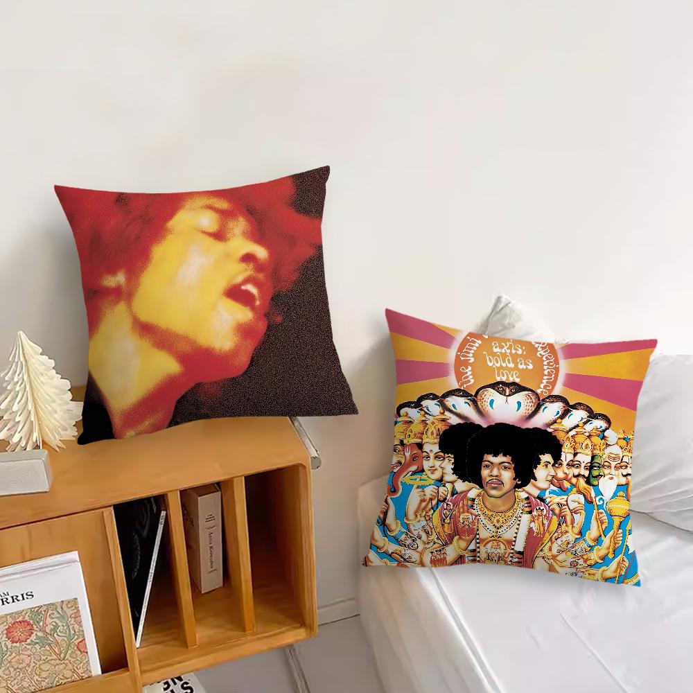 Singer J-Jimi H-Hendrix Cushion Cover Living Room Accent Couch Back Support Square Lounge Restful Nap Companion Pillow Case